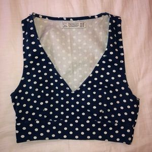 ‼️MOVING SAME ❗️ Zara denim polka dot crop top